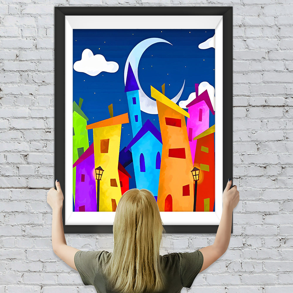 Bunte Cartoon-Gebäude Diamond Painting
