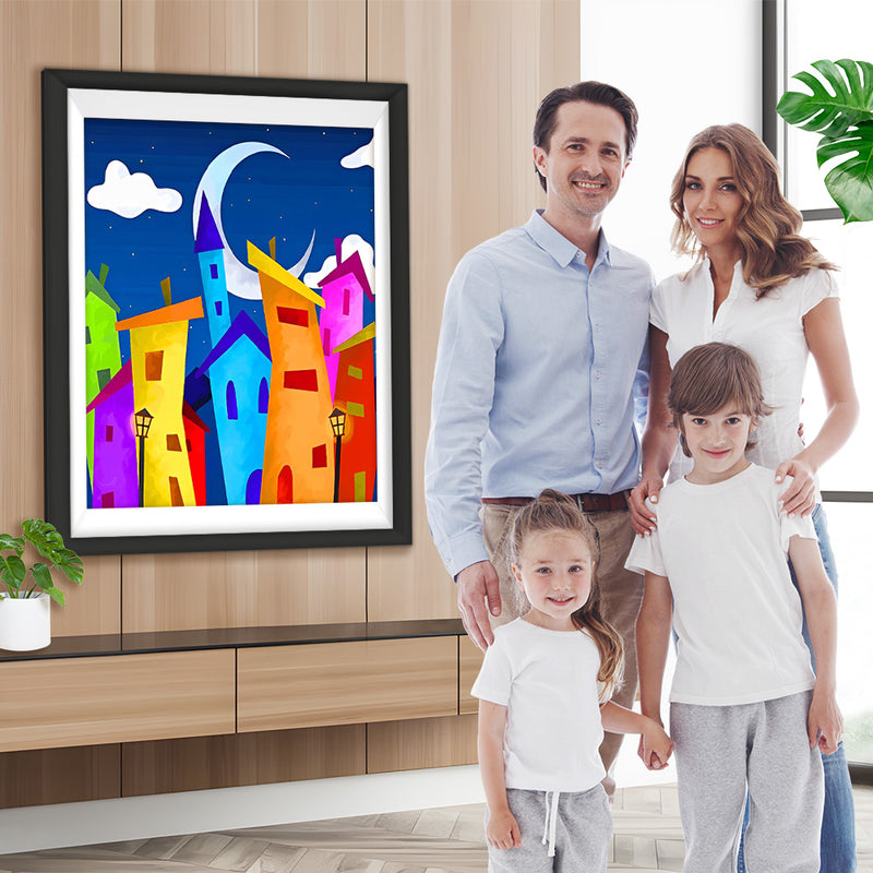 Bunte Cartoon-Gebäude Diamond Painting