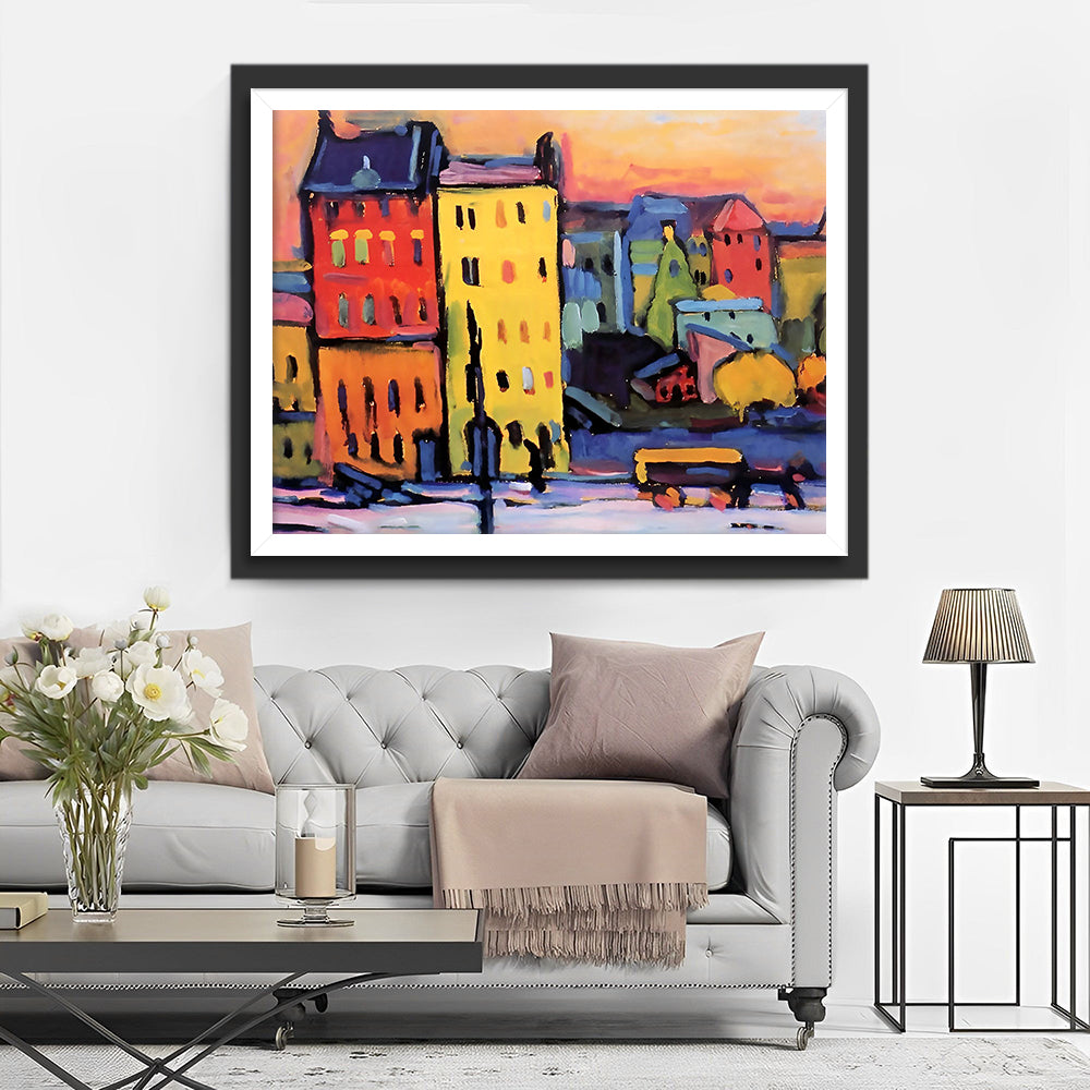 Bunte Cartoon-Gebäude Diamond Painting