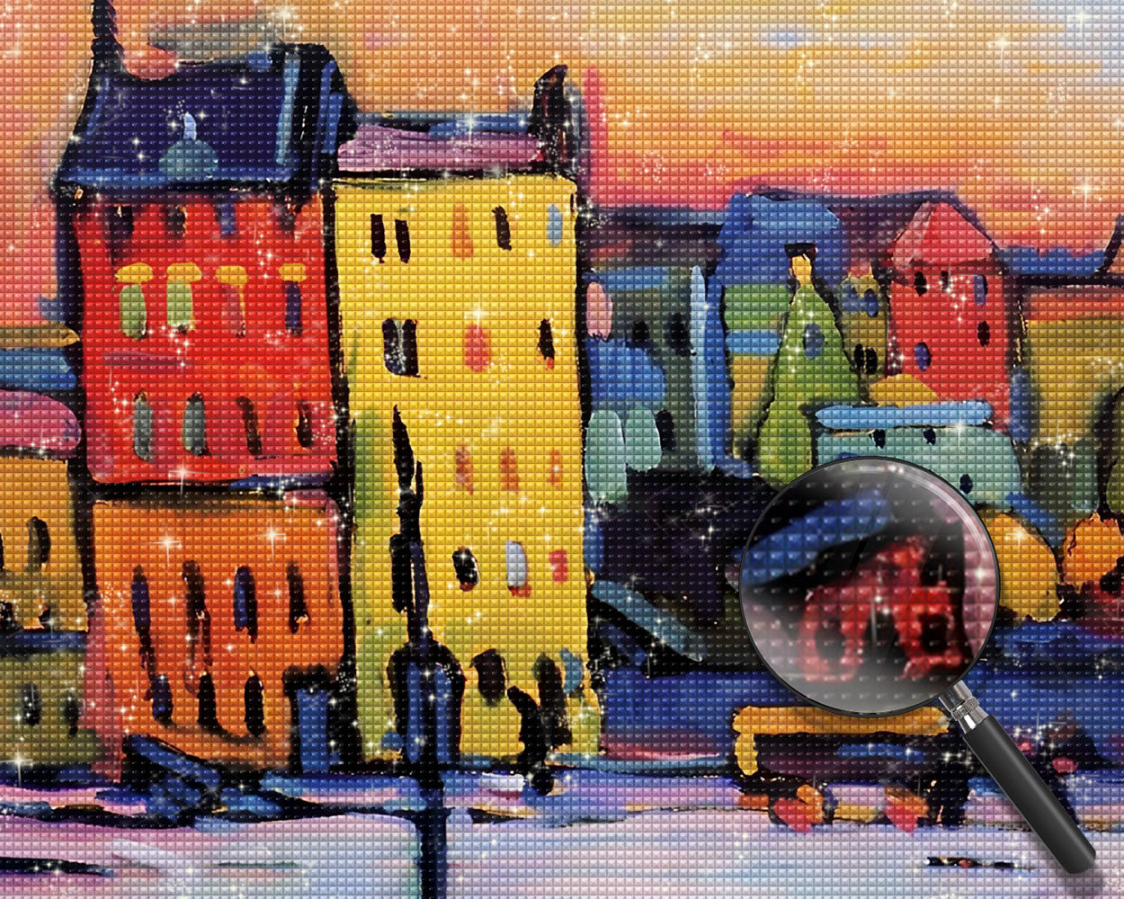 Bunte Cartoon-Gebäude Diamond Painting