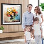 Bunte Chrysanthemen in Glasvase Diamond Painting