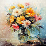 Bunte Chrysanthemen in Glasvase Diamond Painting