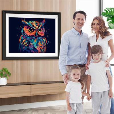 Bunte Eule im Dunkeln Diamond Painting