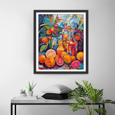Bunte Früchte und Saft Diamond Painting