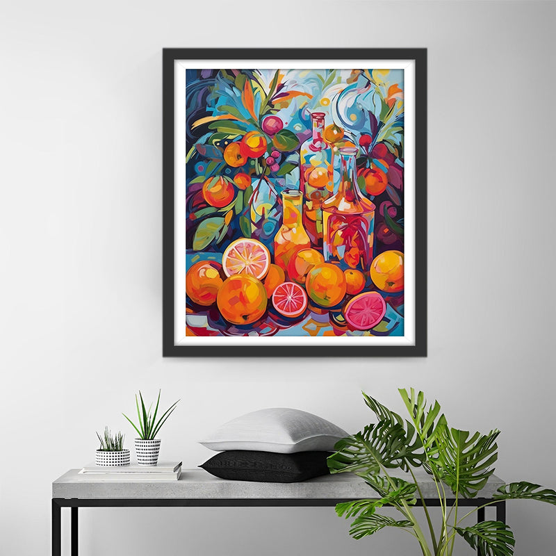 Bunte Früchte und Saft Diamond Painting