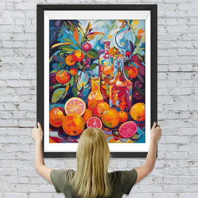 Bunte Früchte und Saft Diamond Painting