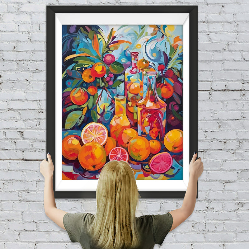 Bunte Früchte und Saft Diamond Painting