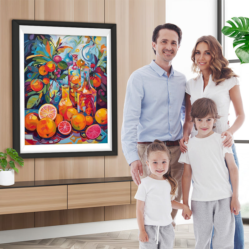 Bunte Früchte und Saft Diamond Painting