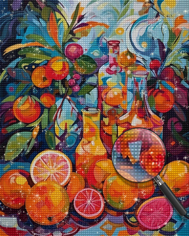 Bunte Früchte und Saft Diamond Painting