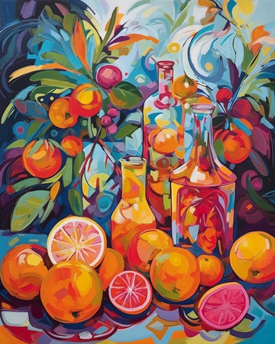 Bunte Früchte und Saft Diamond Painting