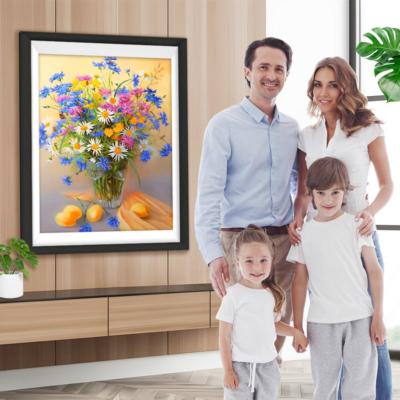 Bunte Gänseblümchen in Glasvase Diamond Painting