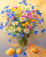 Bunte Gänseblümchen in Glasvase Diamond Painting
