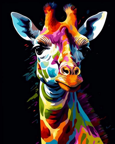 Bunte Giraffe im Dunkeln Diamond Painting