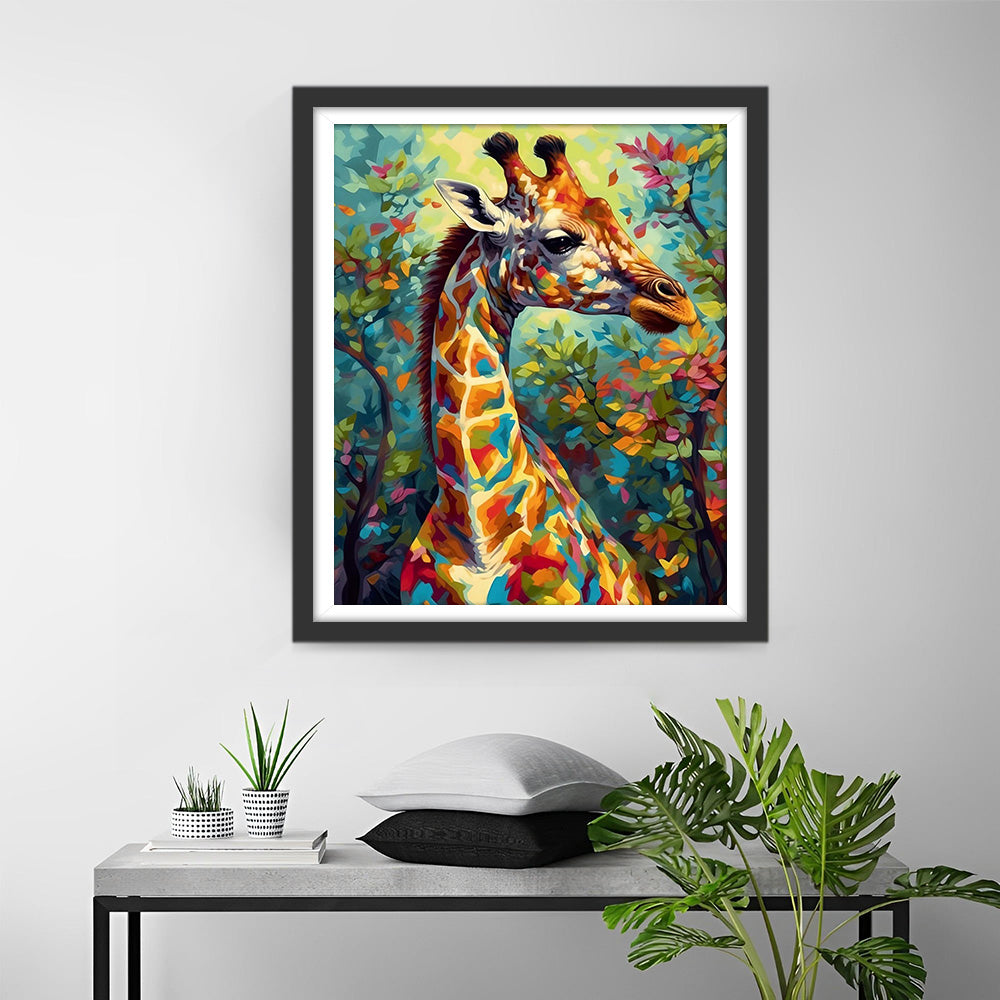 Bunte Giraffe im Wald Diamond Painting