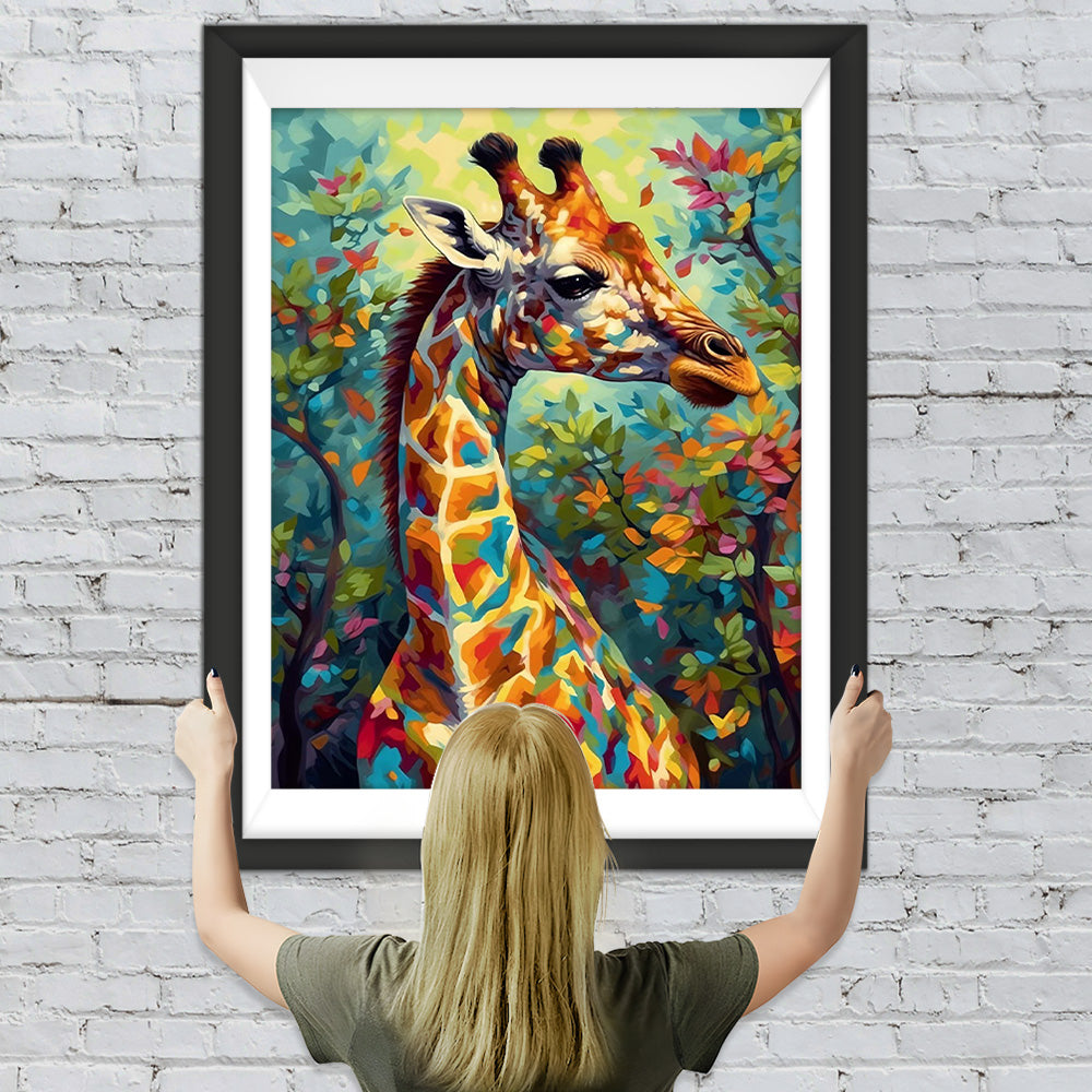 Bunte Giraffe im Wald Diamond Painting