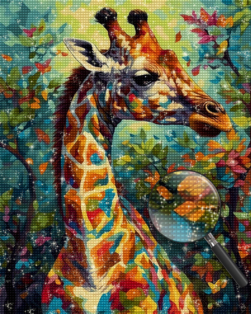 Bunte Giraffe im Wald Diamond Painting