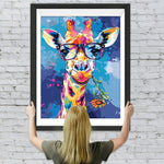 Bunte Giraffe mit Brille Diamond Painting