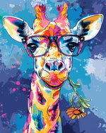 Bunte Giraffe mit Brille Diamond Painting