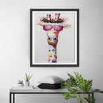 Bunte Giraffe mit rosa Sonnenbrille Diamond Painting
