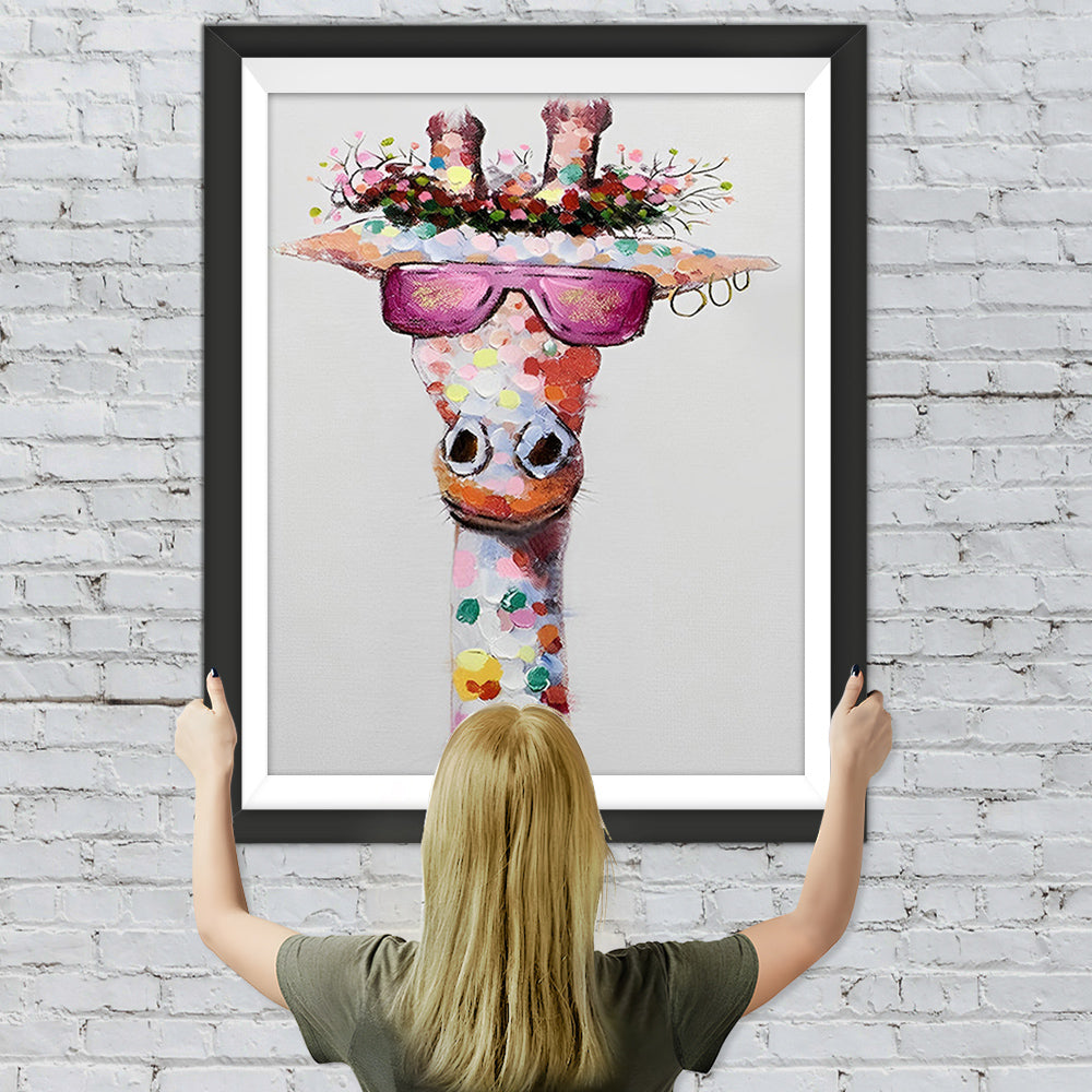 Bunte Giraffe mit rosa Sonnenbrille Diamond Painting