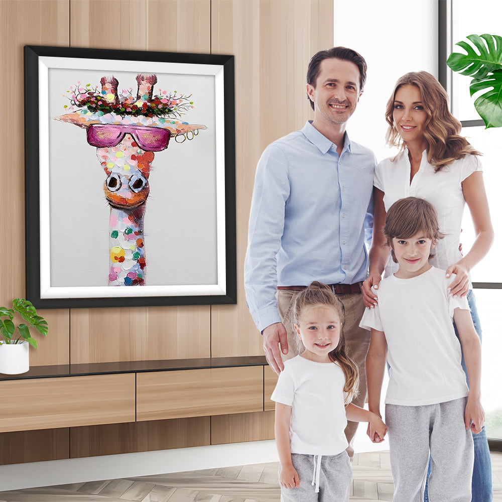 Bunte Giraffe mit rosa Sonnenbrille Diamond Painting
