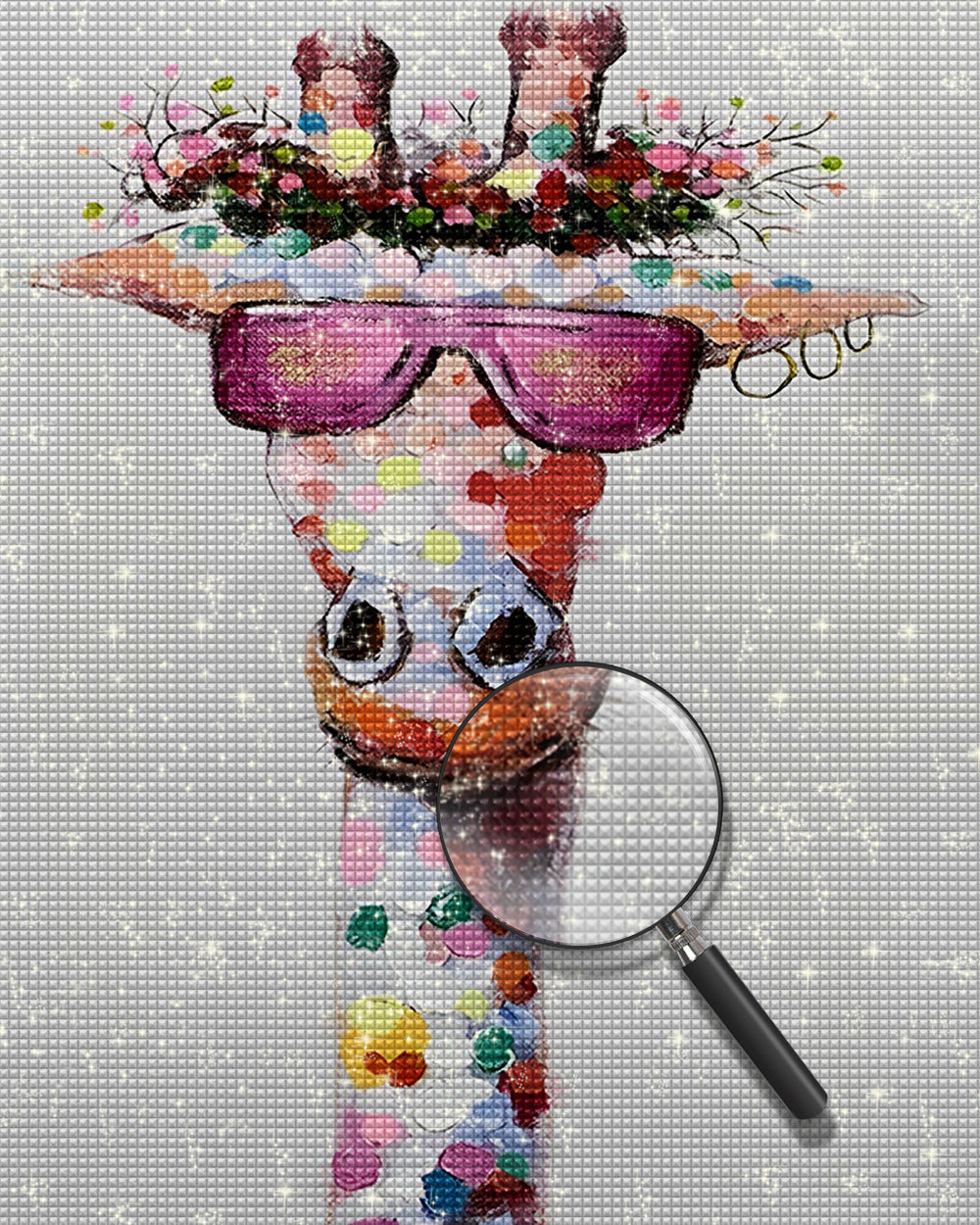Bunte Giraffe mit rosa Sonnenbrille Diamond Painting