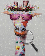 Bunte Giraffe mit rosa Sonnenbrille Diamond Painting