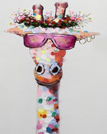 Bunte Giraffe mit rosa Sonnenbrille Diamond Painting