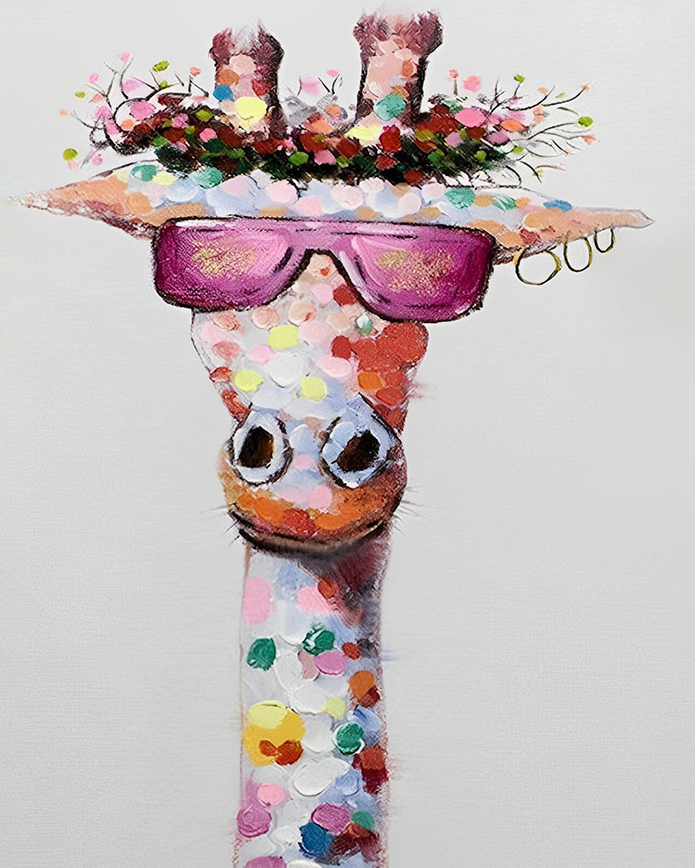 Bunte Giraffe mit rosa Sonnenbrille Diamond Painting