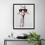 Bunte Giraffe mit schwarzer Sonnenbrille Diamond Painting