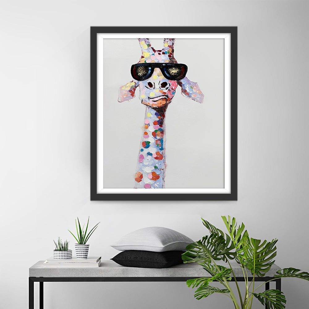 Bunte Giraffe mit schwarzer Sonnenbrille Diamond Painting