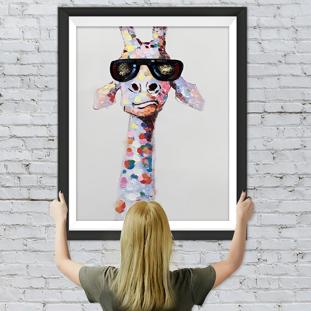 Bunte Giraffe mit schwarzer Sonnenbrille Diamond Painting