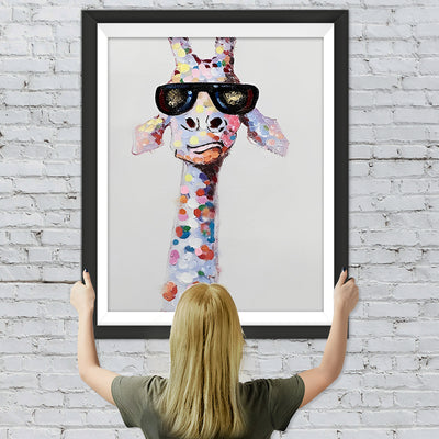 Bunte Giraffe mit schwarzer Sonnenbrille Diamond Painting