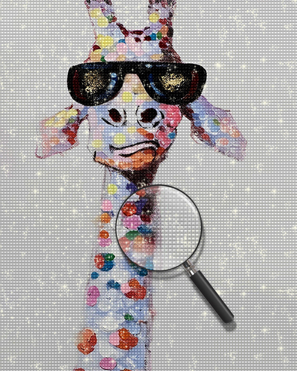 Bunte Giraffe mit schwarzer Sonnenbrille Diamond Painting