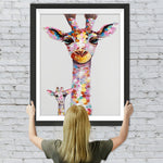 Bunte Giraffe Mutter und Tochter Diamond Painting