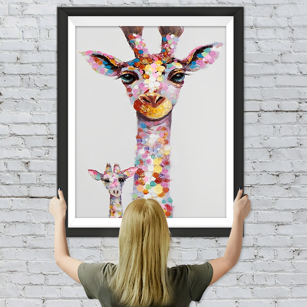 Bunte Giraffe Mutter und Tochter Diamond Painting