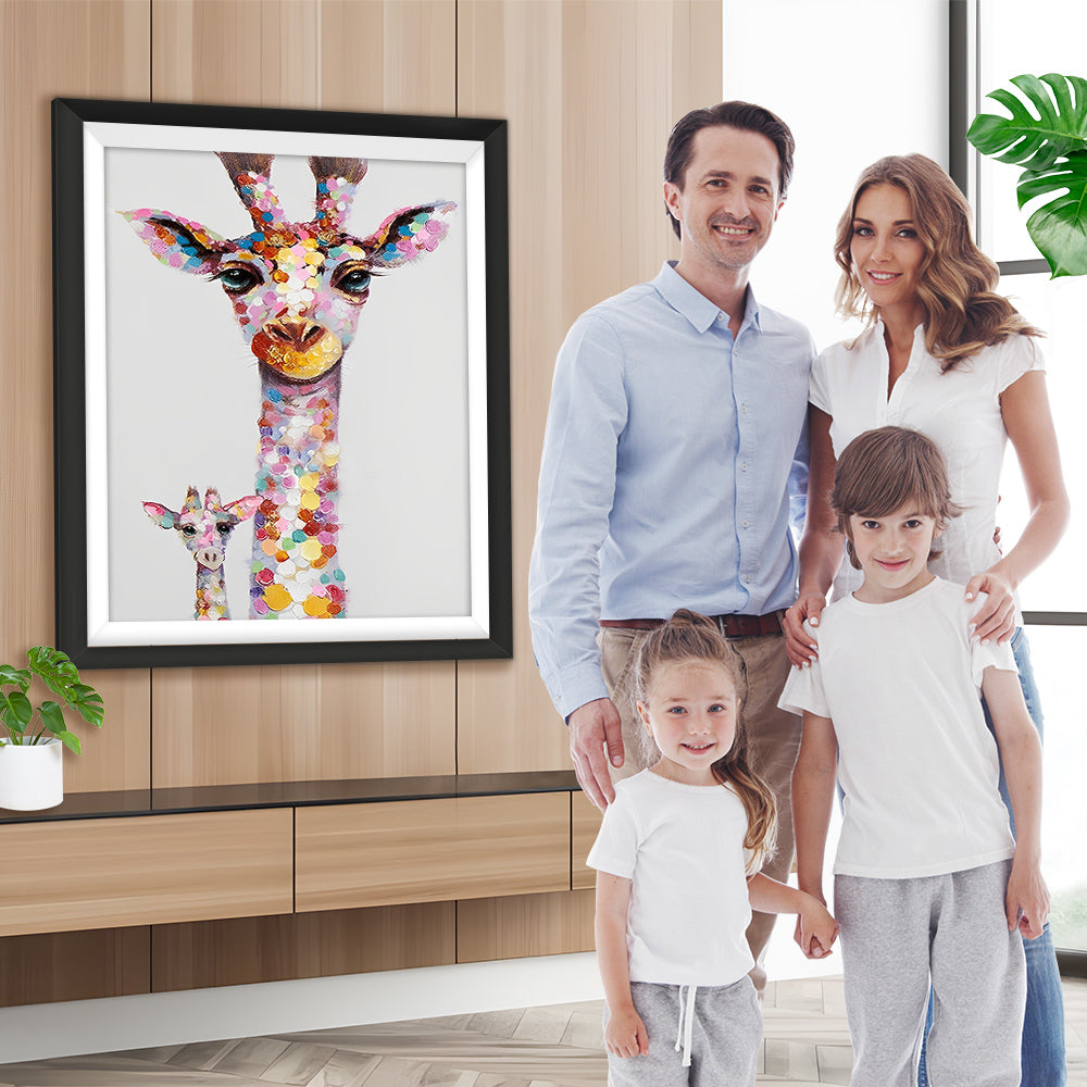 Bunte Giraffe Mutter und Tochter Diamond Painting