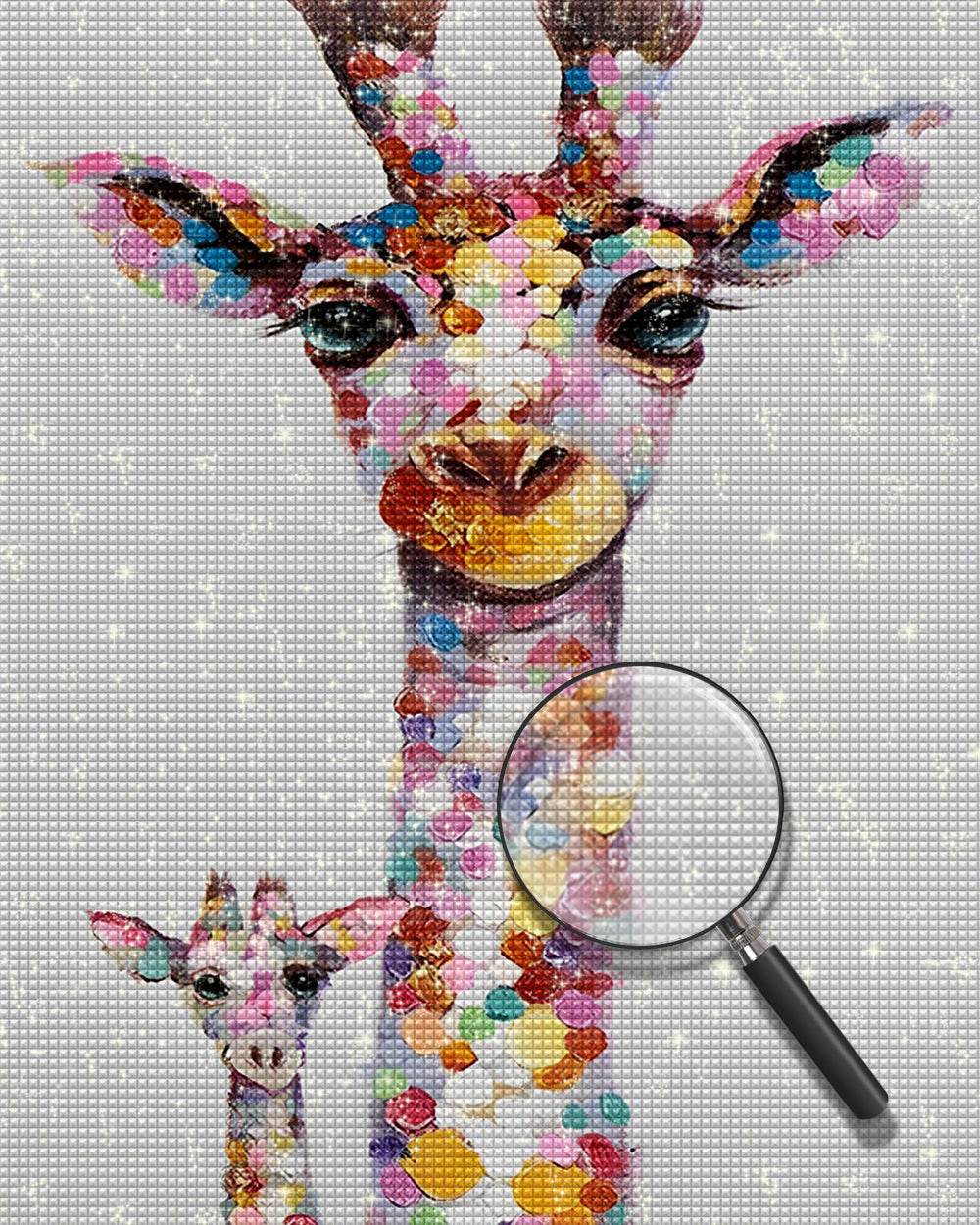 Bunte Giraffe Mutter und Tochter Diamond Painting