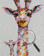 Bunte Giraffe Mutter und Tochter Diamond Painting