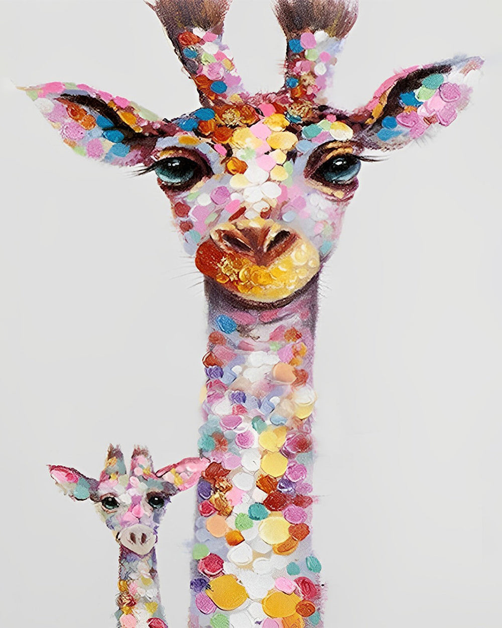 Bunte Giraffe Mutter und Tochter Diamond Painting