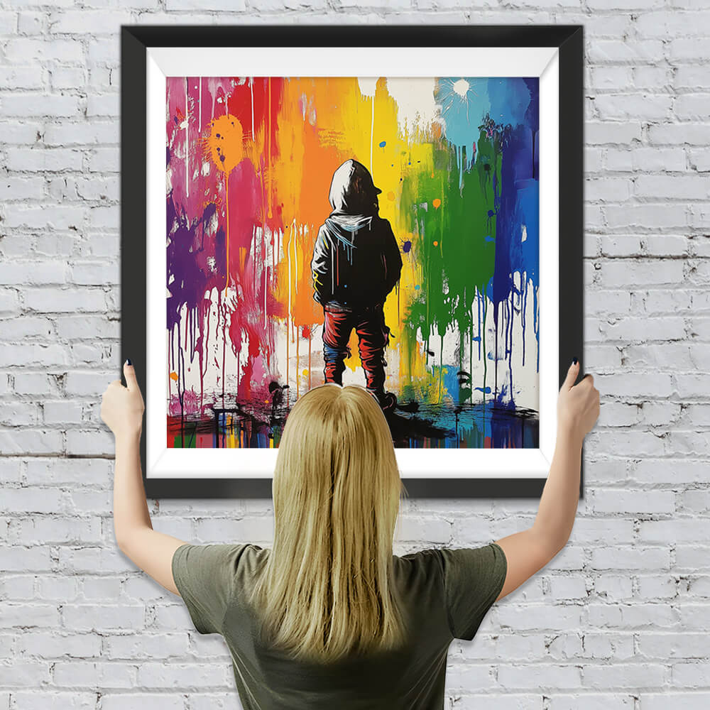 Bunte Graffiti Hintergrund des kleinen Jungen Diamond Painting