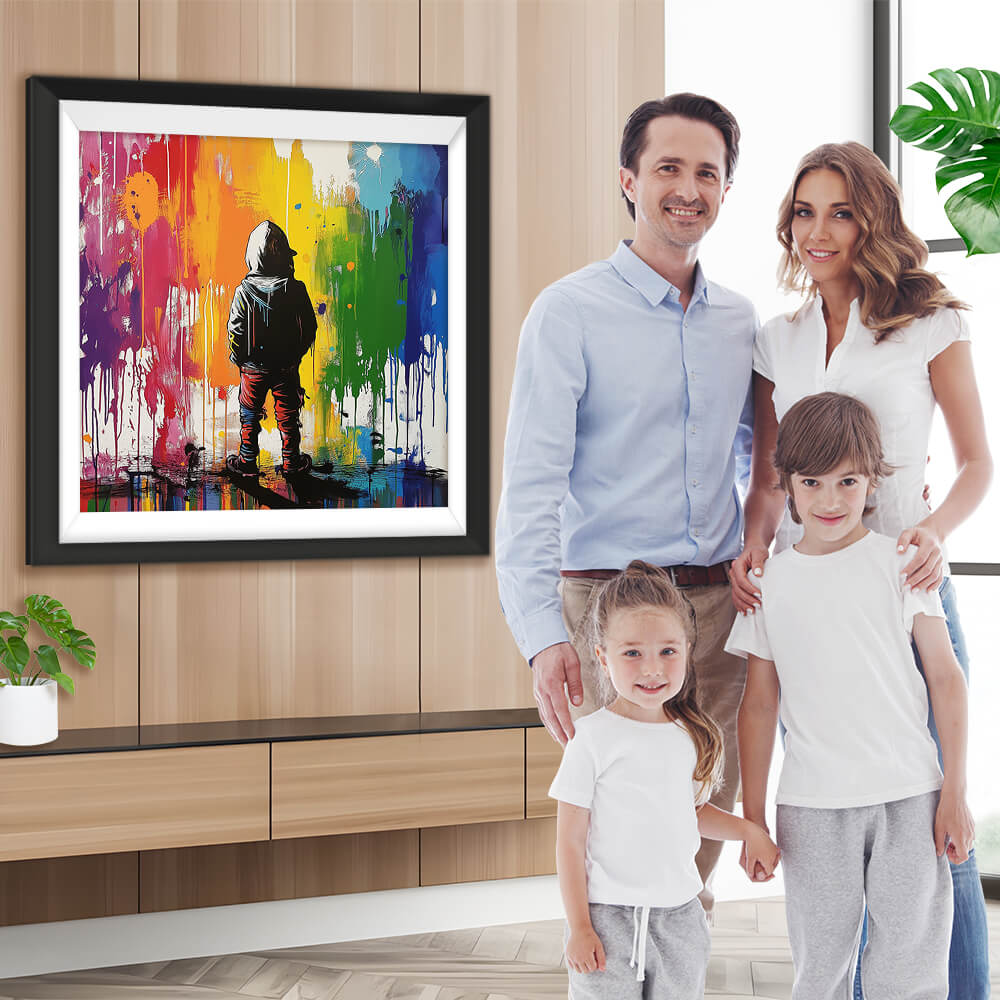 Bunte Graffiti Hintergrund des kleinen Jungen Diamond Painting