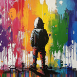 Bunte Graffiti Hintergrund des kleinen Jungen Diamond Painting
