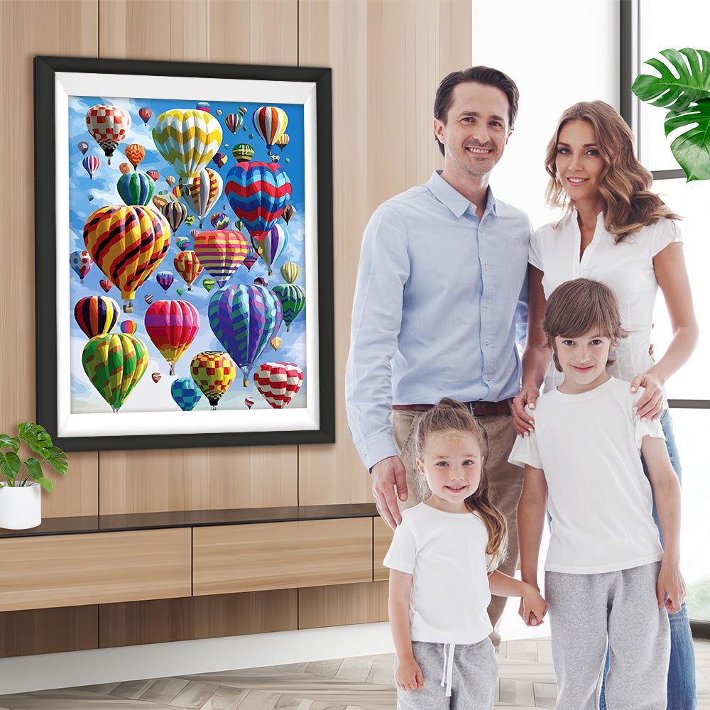 Bunte Heißluftballons schweben Diamond Painting