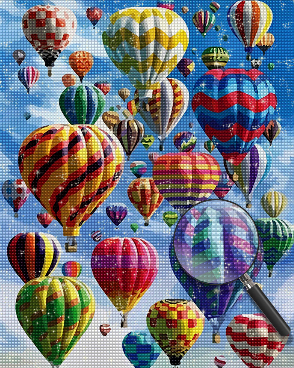 Bunte Heißluftballons schweben Diamond Painting