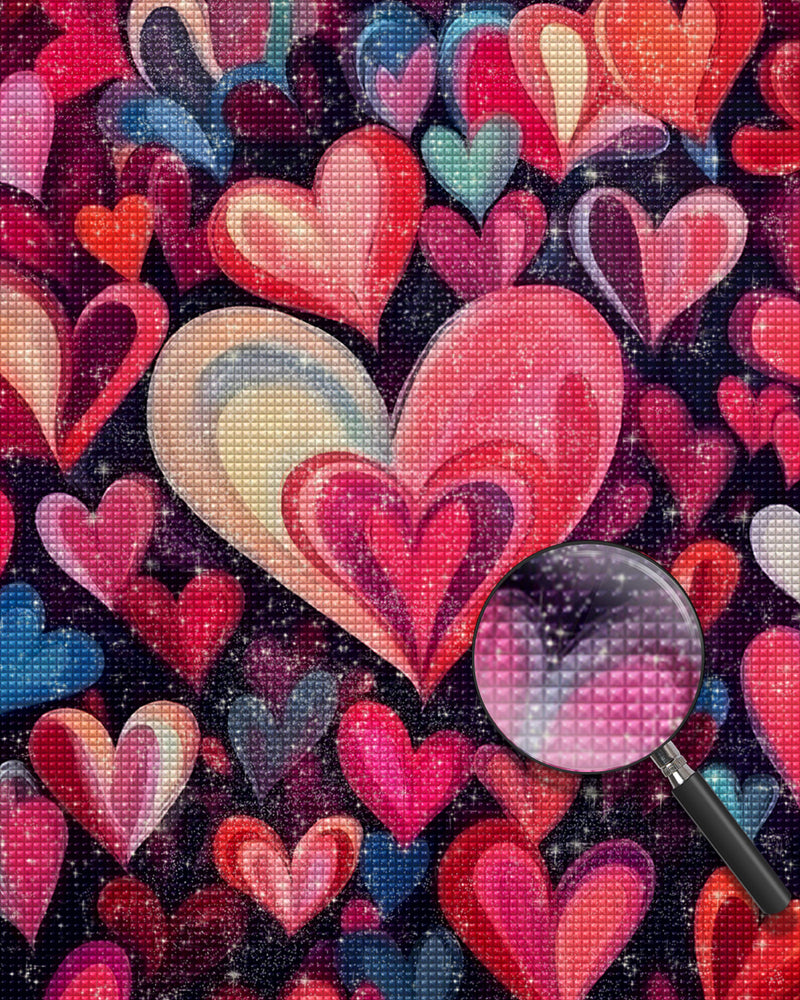 Bunte Herzen Diamond Painting