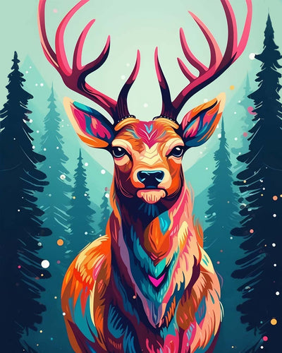 Bunte Hirsche im stillen Wald Diamond Painting