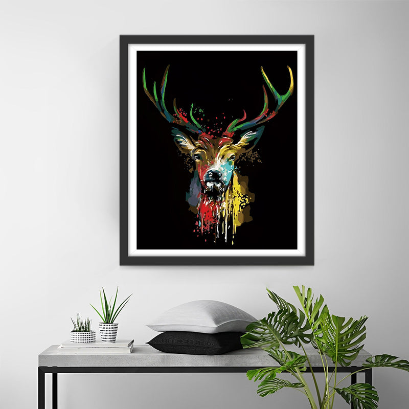 Bunte Hirsche in der Dunkelheit Diamond Painting