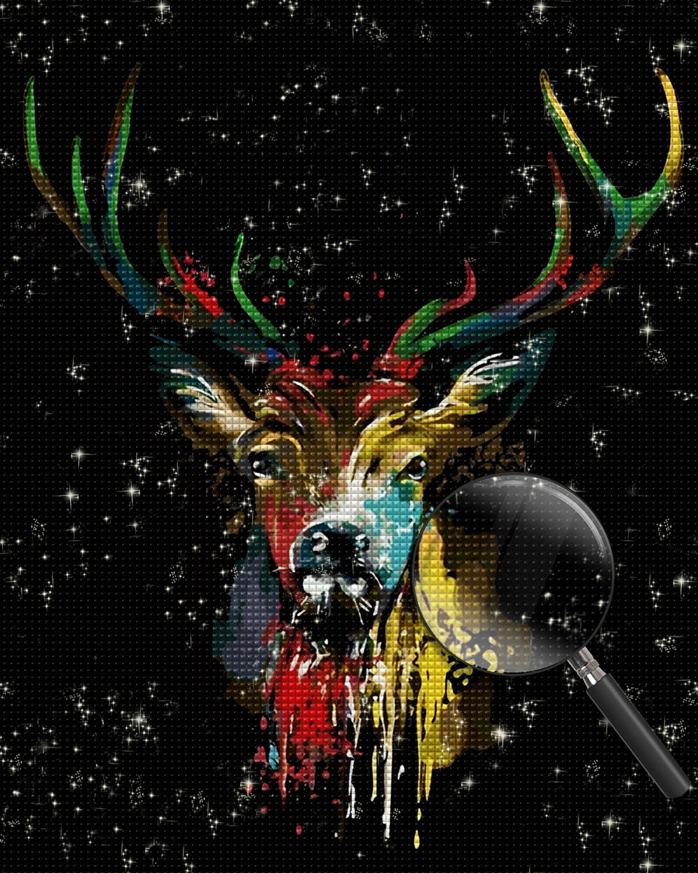 Bunte Hirsche in der Dunkelheit Diamond Painting