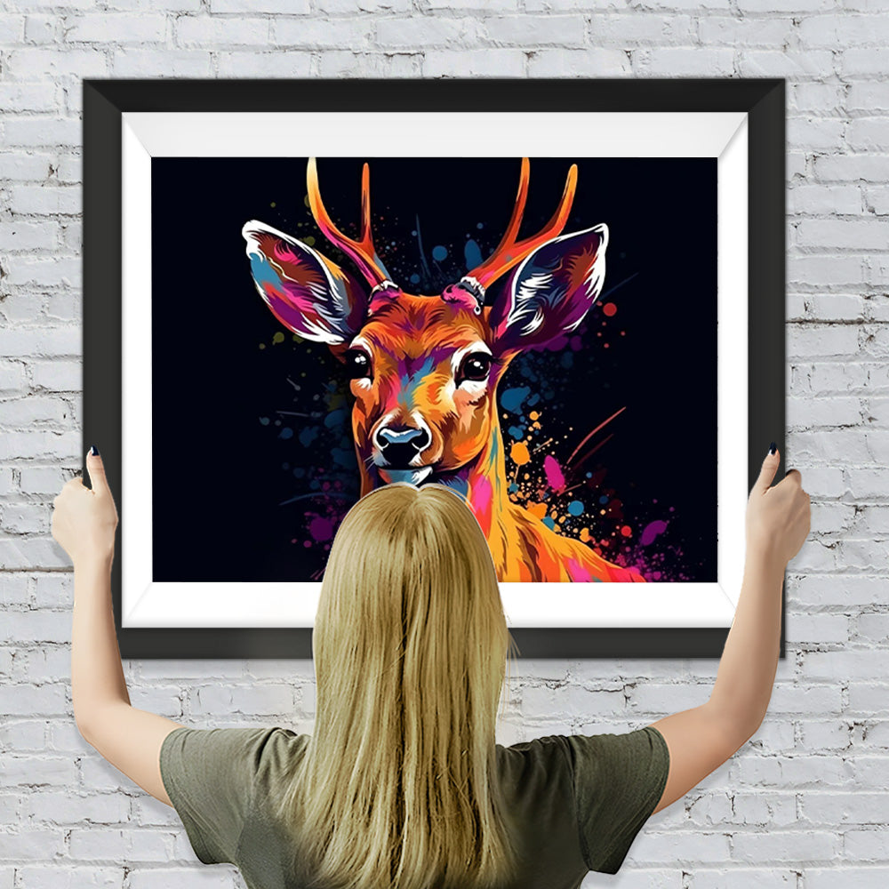 Bunte Hirsche in der Dunkelheit Diamond Painting